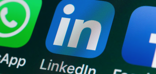 LinkedIn app logo on a mobile screen